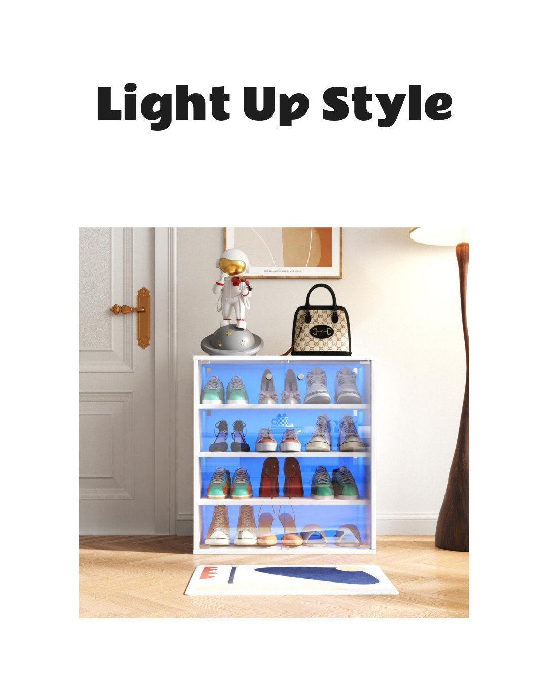 Streamdale RGB LED Shoe Storage Box with Glass Door