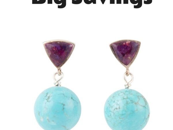 Prescott Purple Turquoise Sterling Silver Drop Earrings