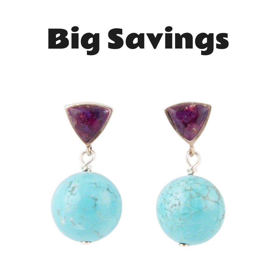 Prescott Purple Turquoise Sterling Silver Drop Earrings