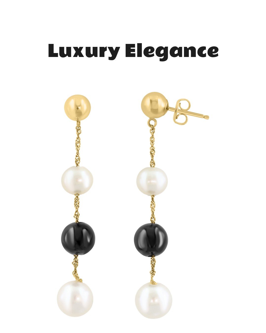 Effy Collection Freshwater Pearl & Onyx Earrings in 14k Yellow Gold
