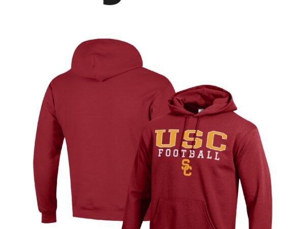 Men's Champion USC Trojans Football Stack Pullover Hoodie