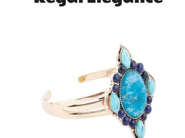 Blue Apatite Mixed Stone Golden Cuff Bracelets