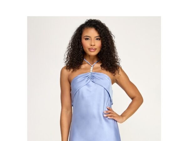 Seni & Cade Juniors' Sleeveless Halter Neck Satin Dress