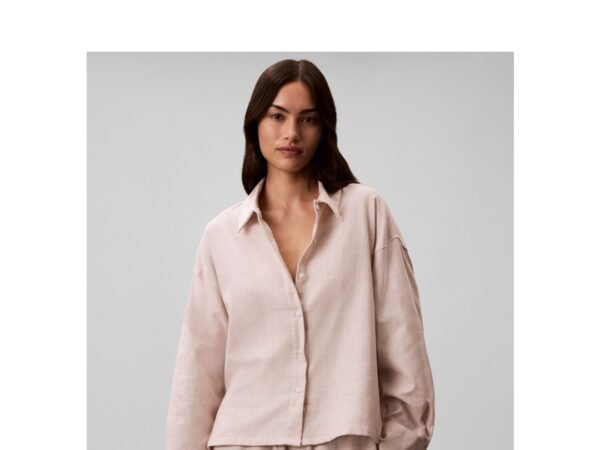 Calvin Klein Women's Plaid Collar Neck Long Sleeve Sleep Shirt