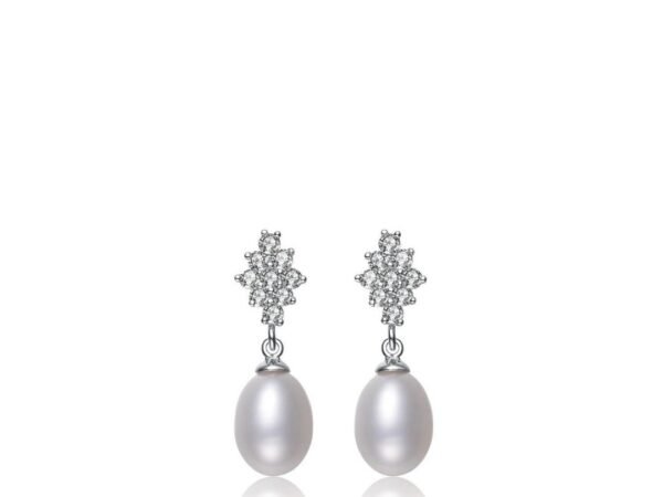 Genevive Gold Plated Freshwater Pearl Dangle Earrings