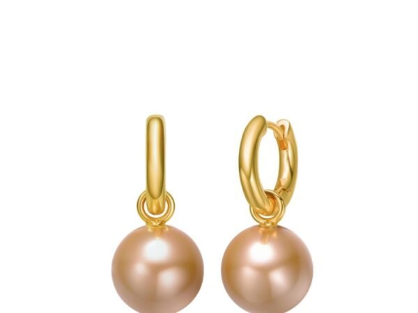 Rachel Glauber Round Colored Pearl Drop Hoop Earrings