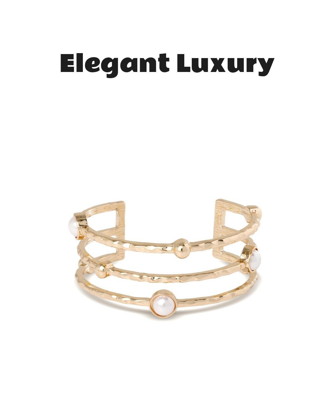 BCBG Hammered Gold-Tone Pearl Cuff Bracelet