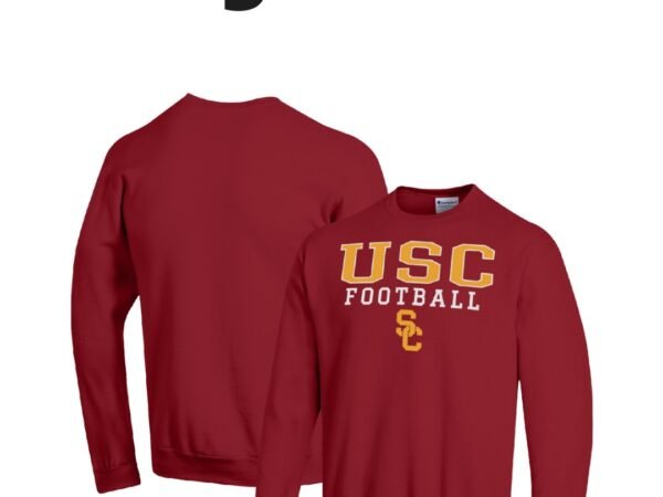 Men's Champion USC Trojans Football Stacked Pullover Sweatshirt