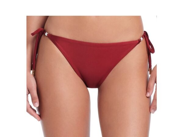 Red Carter Cultivated Pearls Of Wisdom Cheeky Tie Side Bikini Bottom