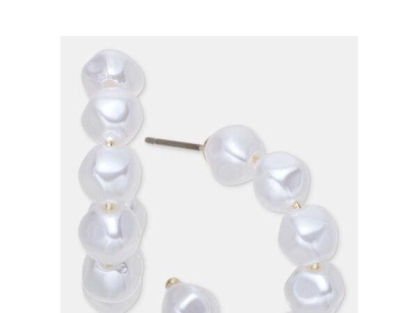 On 34th Small Imitation Pearl C-Hoop Earrings