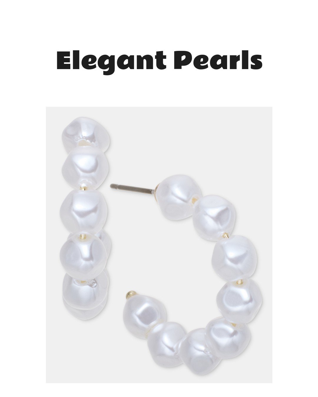On 34th Small Imitation Pearl C-Hoop Earrings