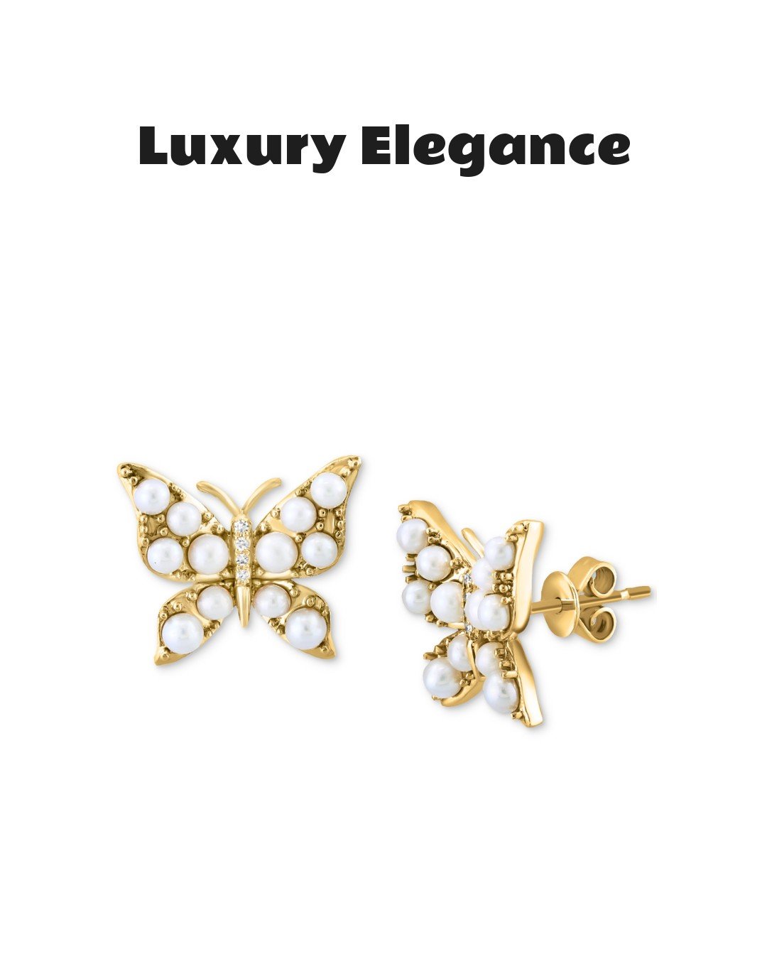 Effy Freshwater Pearl & Diamond Butterfly Stud Earrings in 14k Gold
