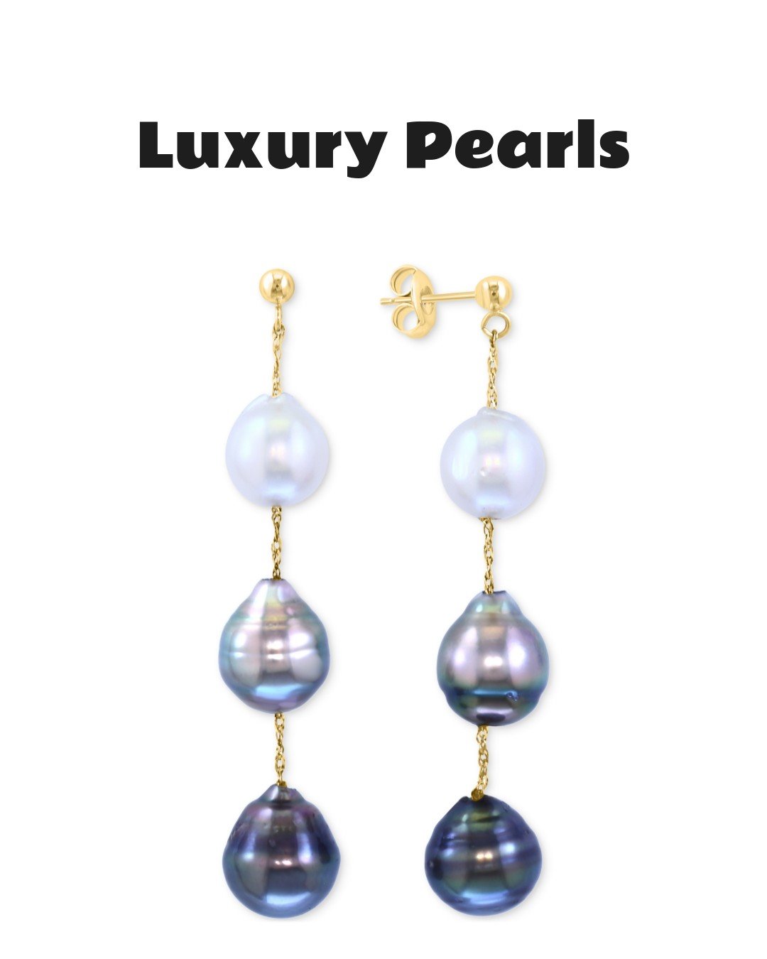 Effy Cultured Black Tahitian & White South Sea Pearl Drop Earrings in 14k Gold