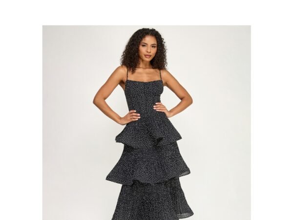 Seni & Cade Juniors Polka Dot Layered Ruffle Midi Dress