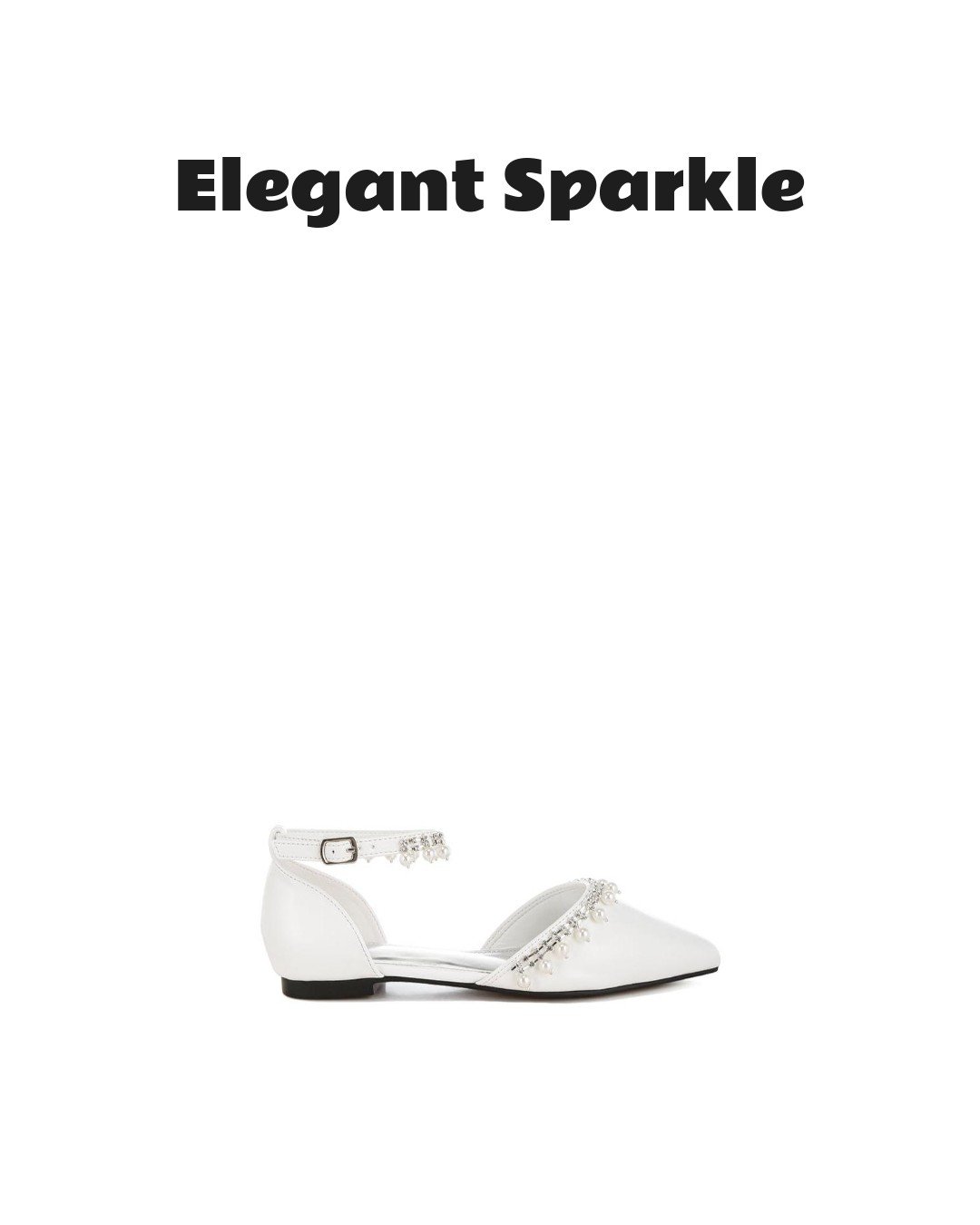 Aouva Rhinestone & Pearl Ankle Strap Flat Sandals