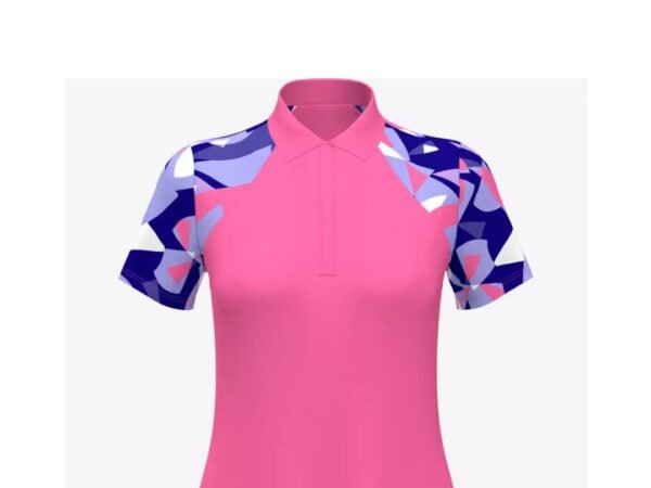 Geo Collage Print Short Sleeve Polo Shirt