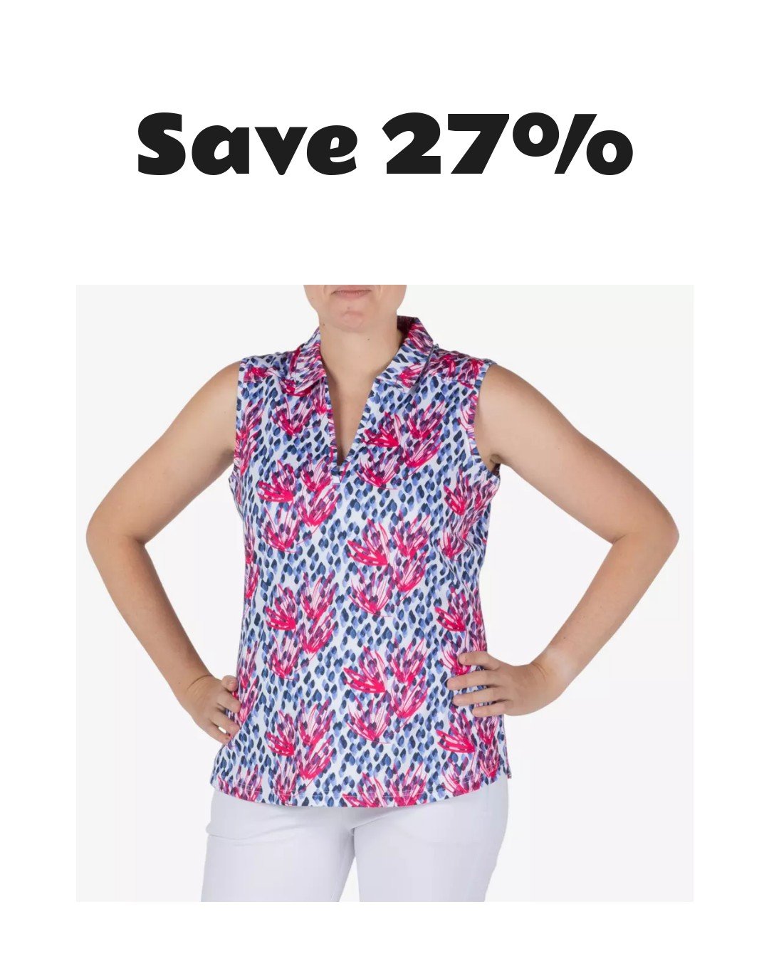 Pebble Beach Bloom Sleeveless Polo Shirt