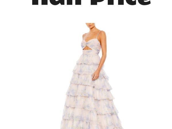 Mac Duggal Floral-Print Cutout Ruffled Gown