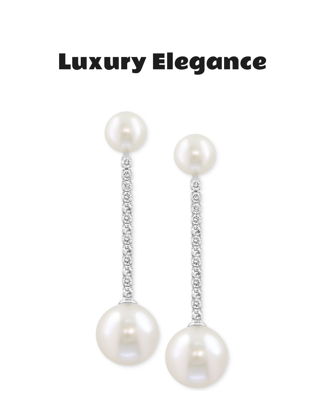 Effy Cultured Freshwater Pearl & Diamond Linear Drop Earrings in 14k White Gold