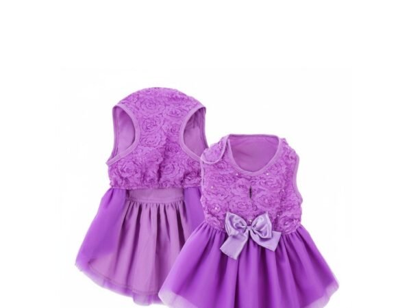 Aronkl Dog Wedding Princess Lace Dress with Rose Embroidery