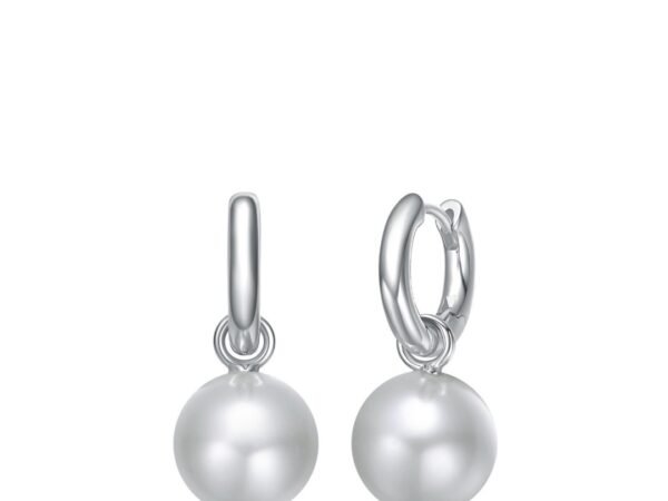 Rachel Glauber Round Colored Pearl Drop Hoop Earrings