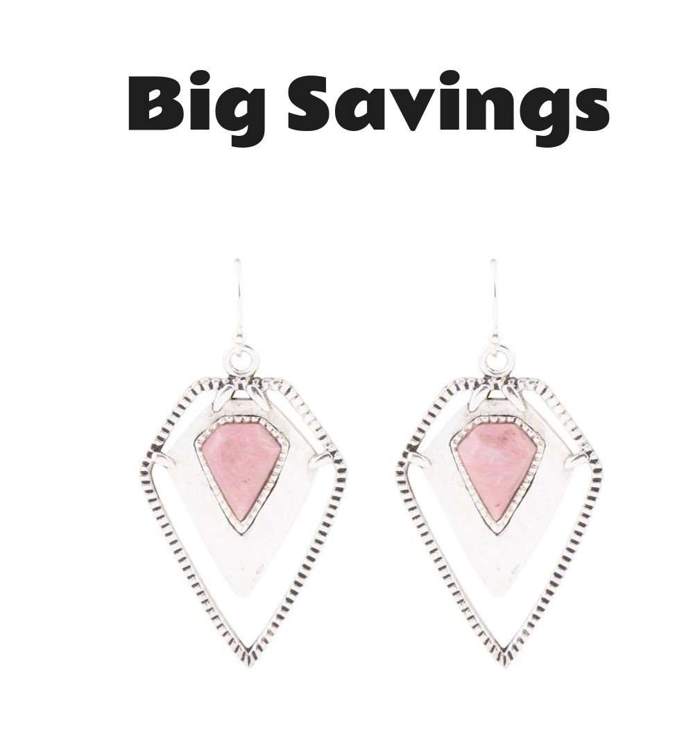 Pink Rhodonite Shield Sterling Silver Drop Earrings
