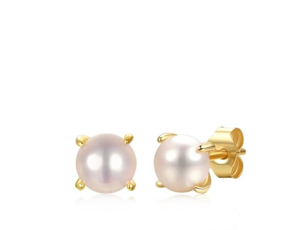 Gold Plated Pearl Solitaire Stud Earrings