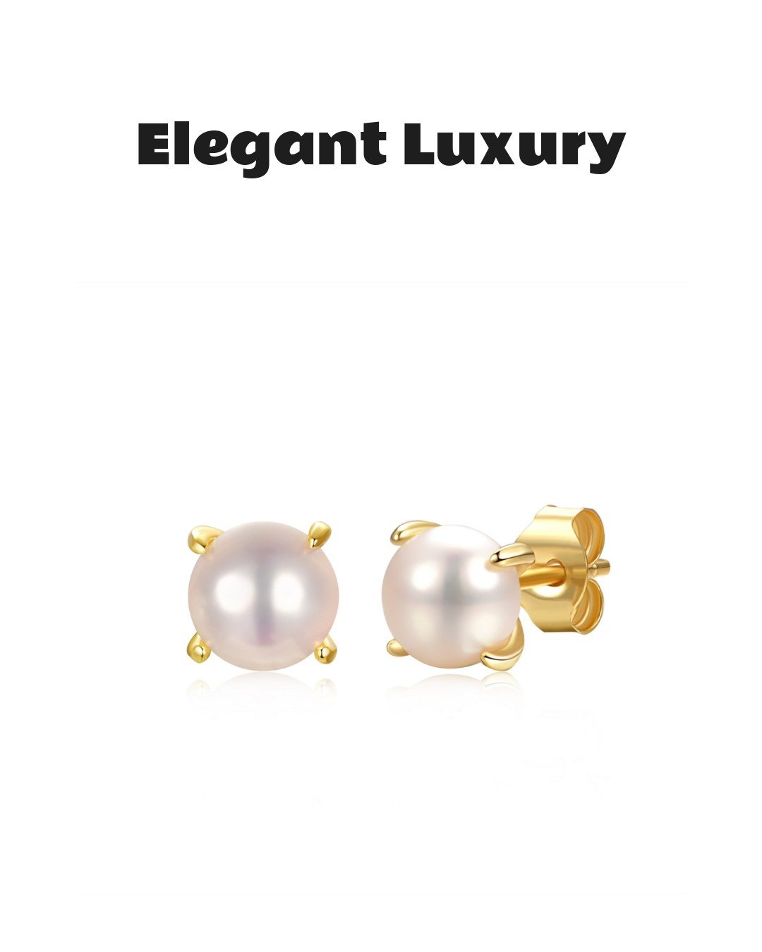 Gold Plated Pearl Solitaire Stud Earrings