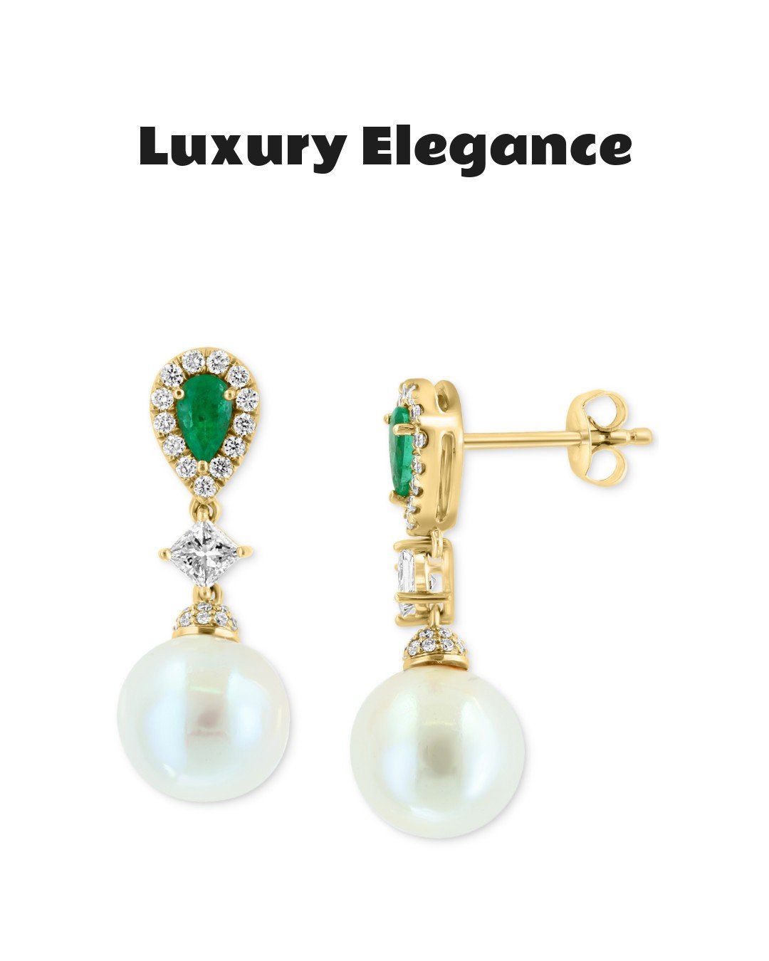 Effy Freshwater Pearl Emerald & Diamond Drop Earrings in 14k Gold