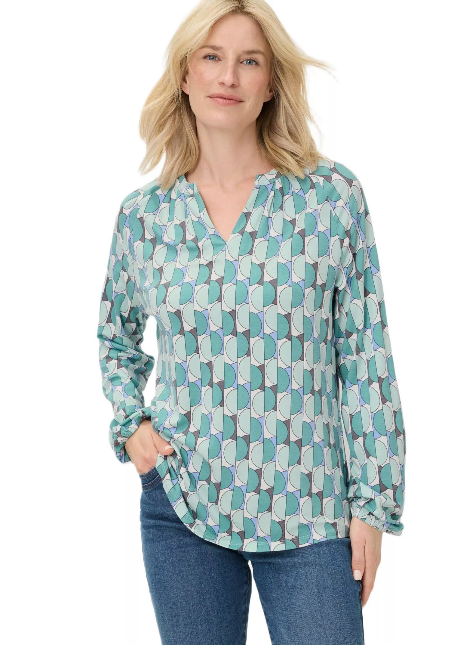 Olsen Women's Tops & Tees Geo Tunic T-Shirt - Dark mint