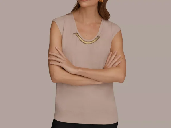 Donna Karan New York Women's Scoop Neck Top - Snow Petal