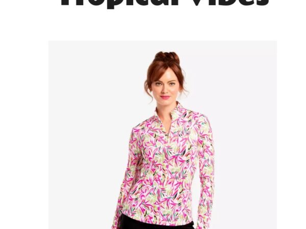 EP NY Abstract Tropical Print Quarter Zip Pull Over