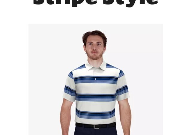 Birdseye Stripe Print Golf Polo