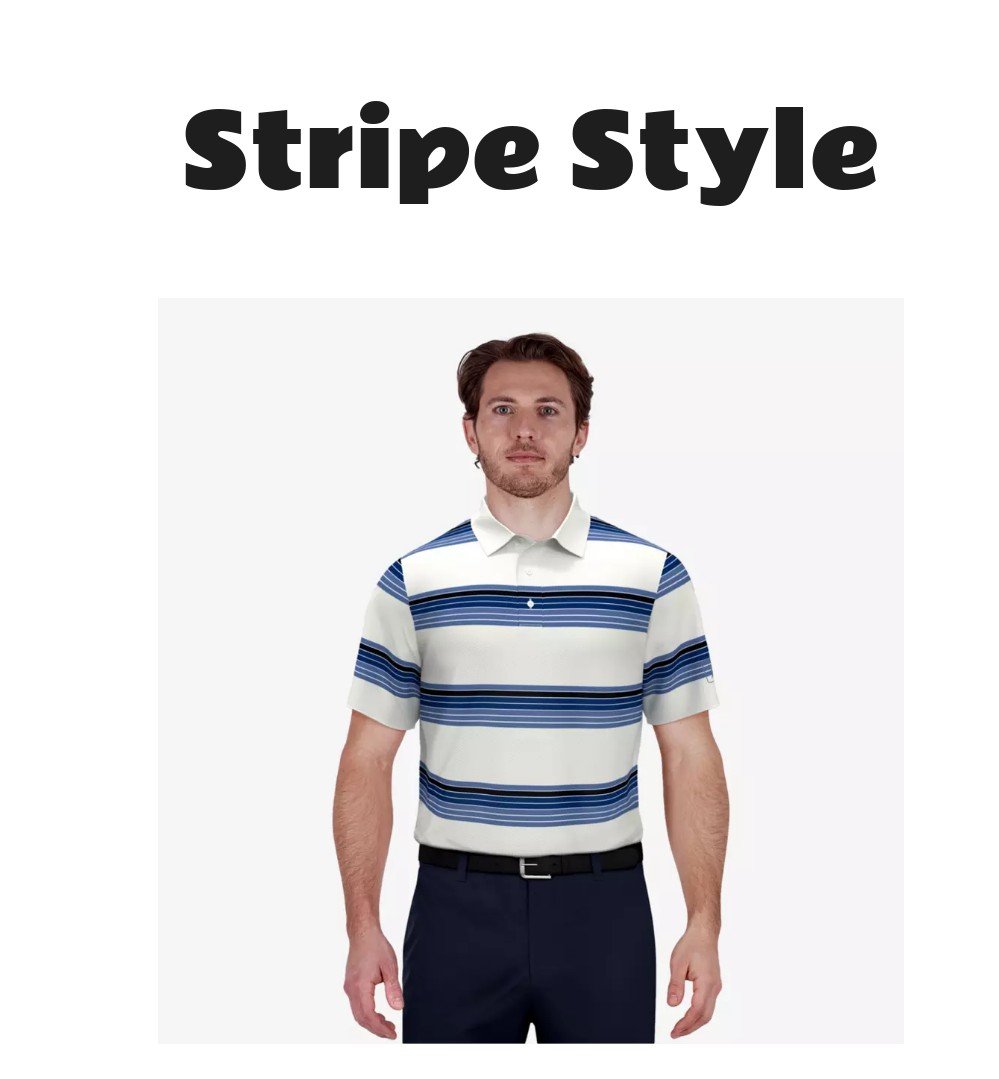 Birdseye Stripe Print Golf Polo
