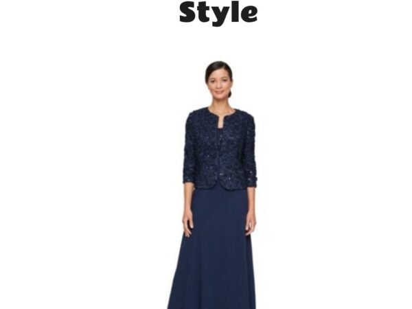 Alex Evenings Empire Waist Long Soutache Jacket Dress