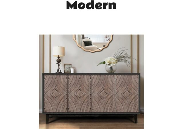 Streamdale 60" Mid-Century Sideboard with Diamond Doors