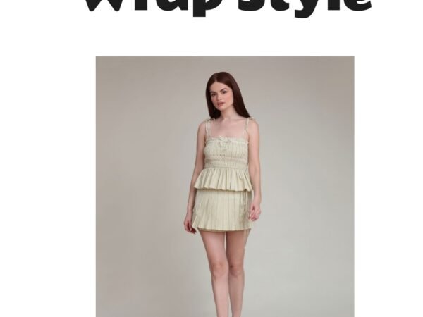 Avec Les Filles Women's Pleated Wrap Mini Skirt - Avocado Gingham