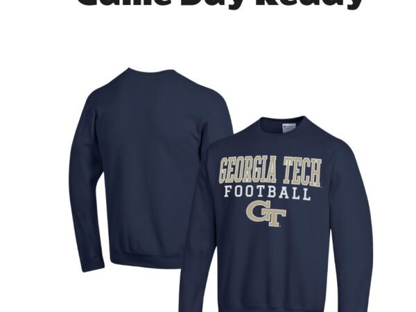 Men's Champion Georgia Tech Yellow Jackets Football Powerblend Pullover Sweatshirt