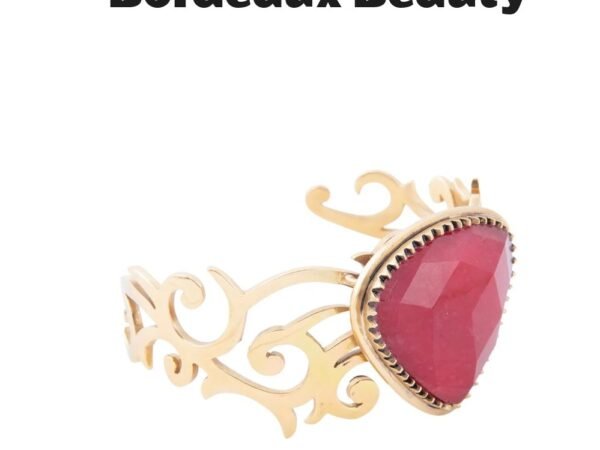 Bordeaux Quartz Golden Statement Cuff Bracelet