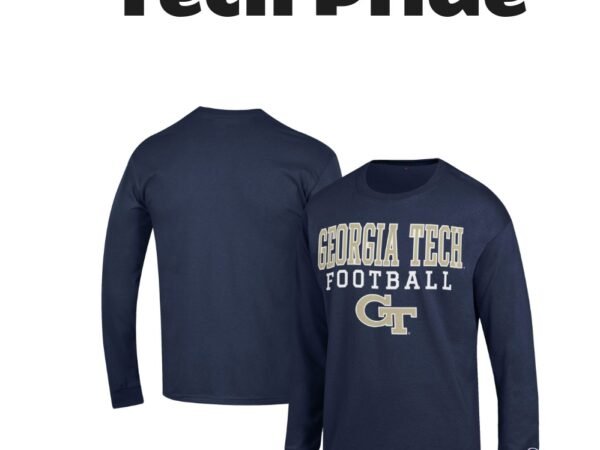Men's Champion Georgia Tech Yellow Jackets Football Jersey Long Sleeve T-Shirt