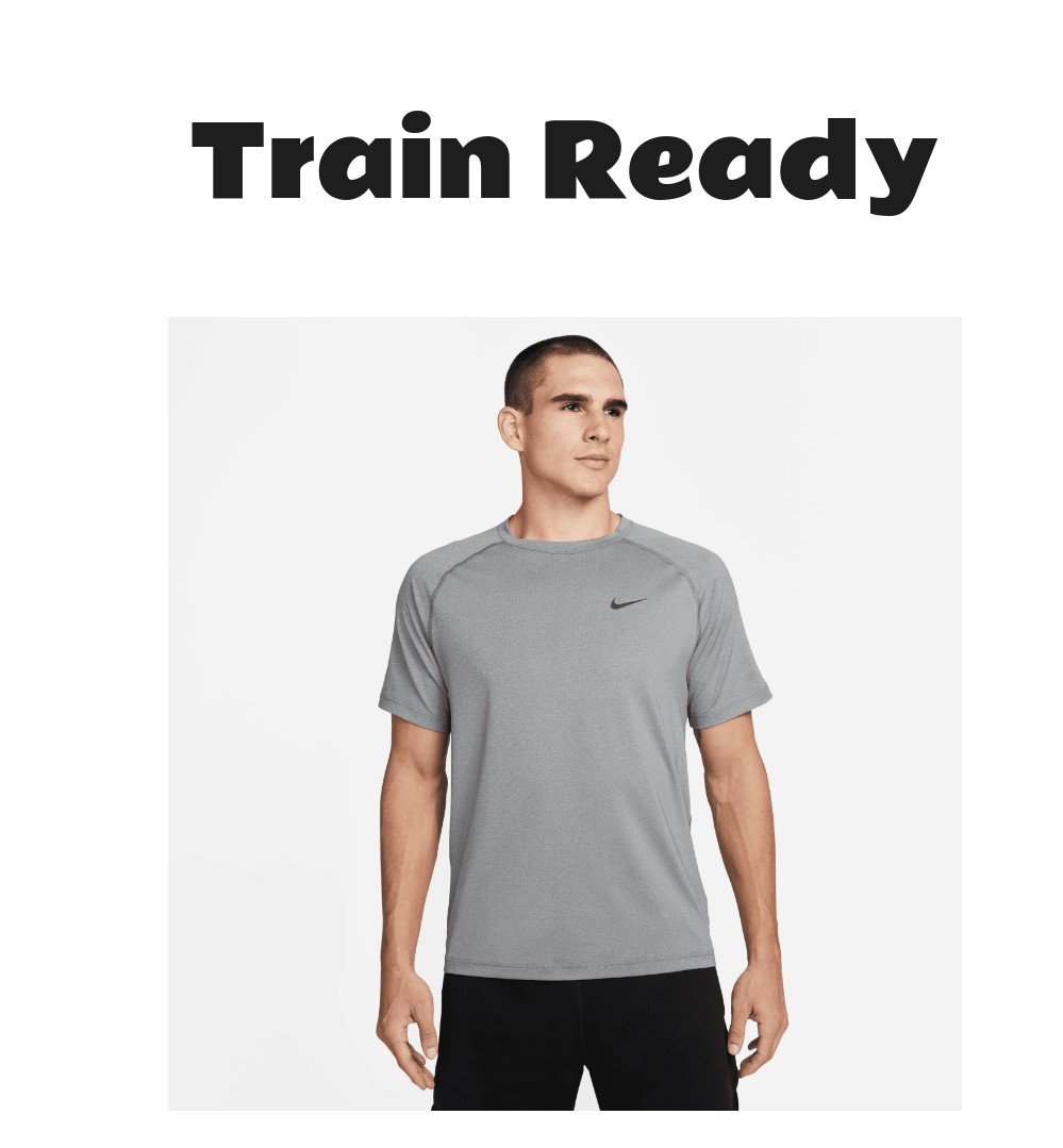 Nike Men's Ready Dri-FIT Short-Sleeve Fitness Top Grey