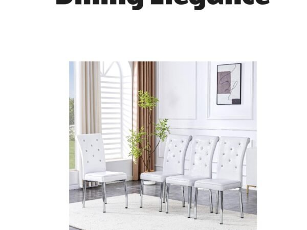 Streamdale Furniture Retro Alligator Faux Leather Dining Chairs with Crystal Buckle Set of 4