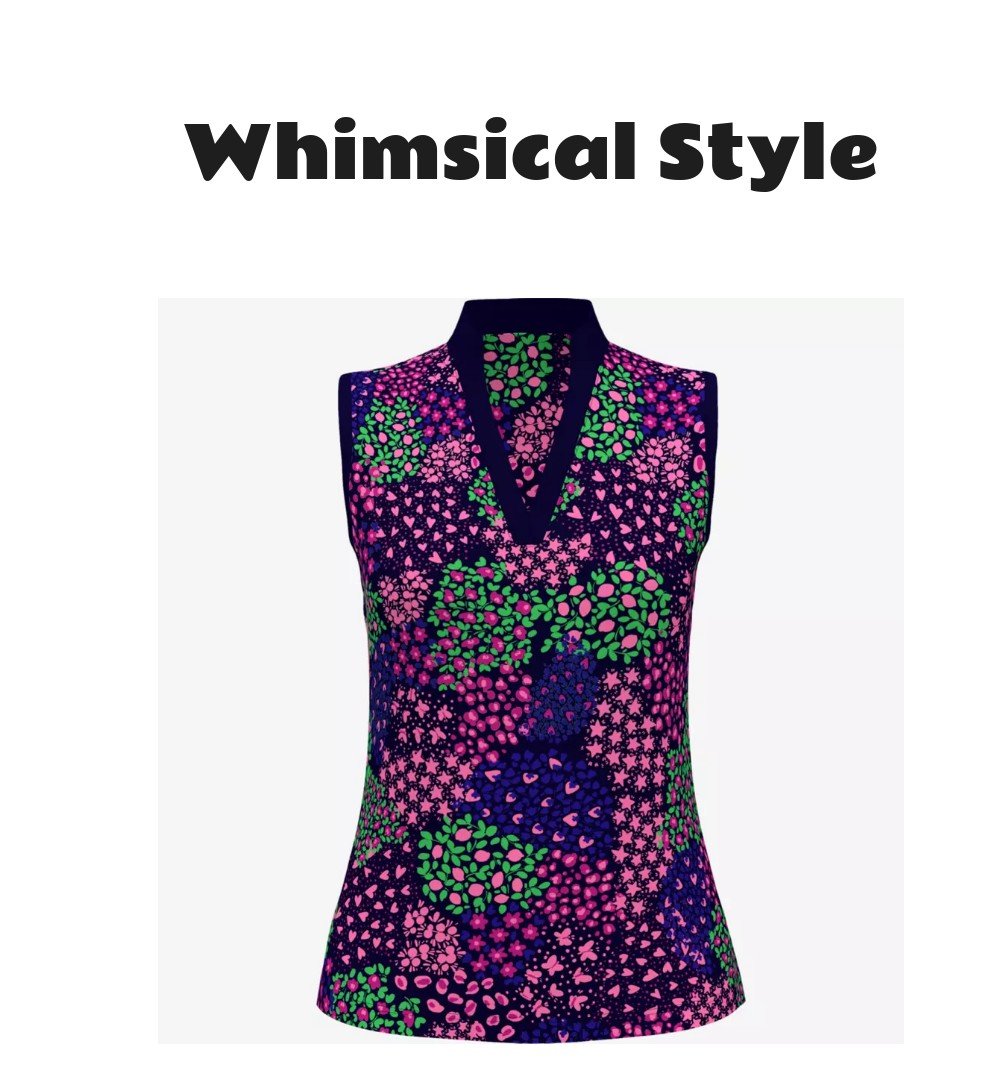 Whimsical Sleeveless Printed Golf Top