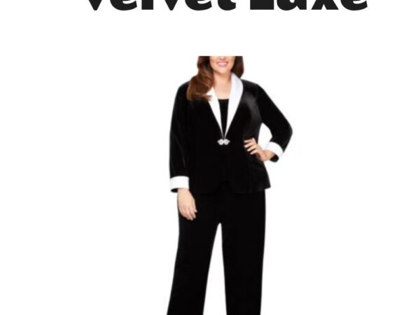 Alex Evenings Plus Size Velvet Blazer and Pants Set