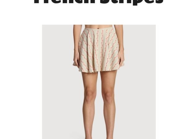Avec Les Filles Women's Striped Low-Rise Mini Skirt