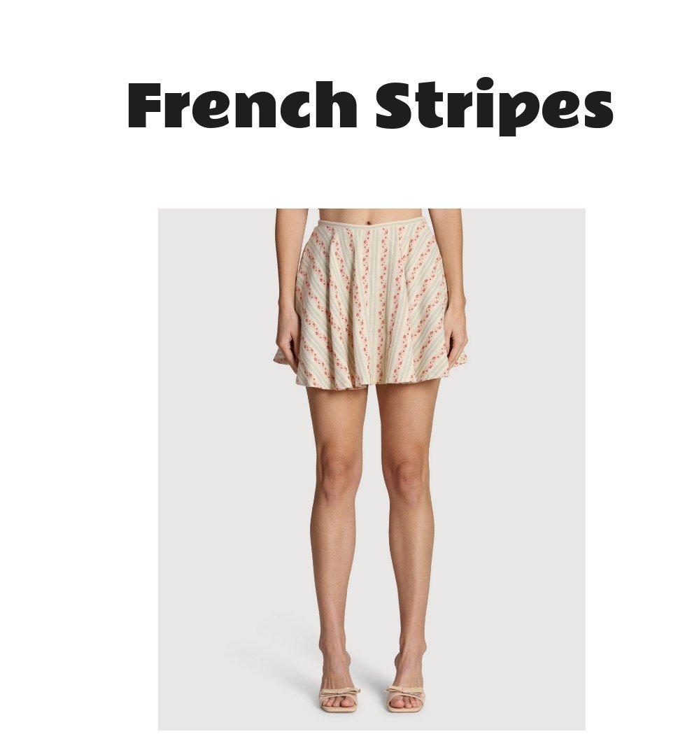 Avec Les Filles Women's Striped Low-Rise Mini Skirt
