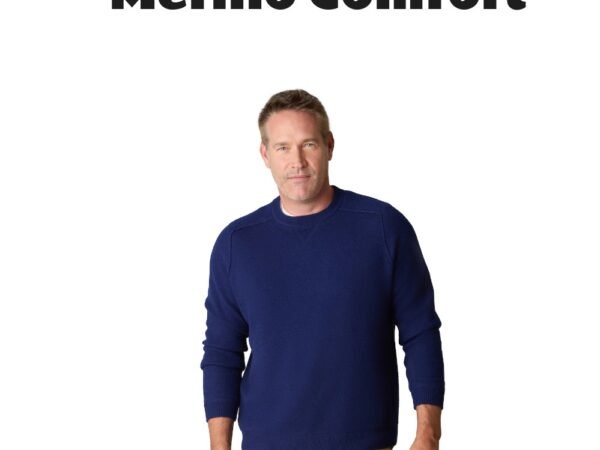 LuxLined Men's Itch-Free Merino Wool Crewneck Sweater