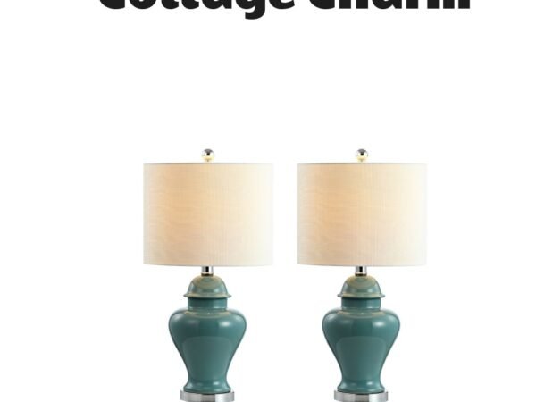 Qin Classic Cottage LED Table Lamp Set of 2 Green