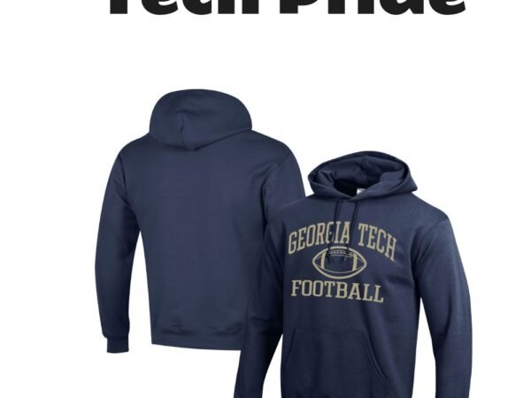 Champion Navy Georgia Tech Yellow Jackets Football Eco Powerblend Pullover Hoodie