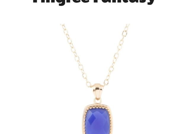 Filigreed Blue Agate Golden Pendant Necklace